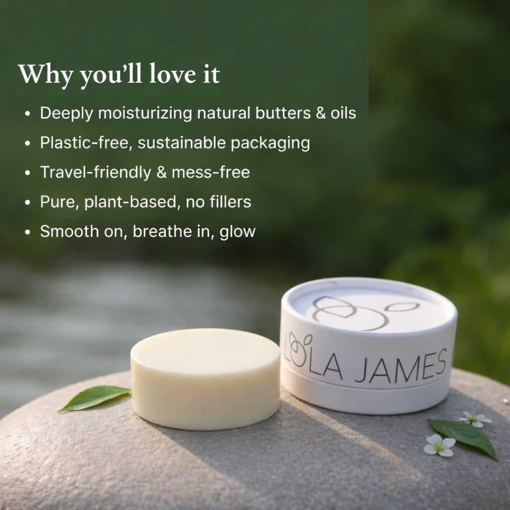 Lola James | Body Moisturizer Bar | Body Butter Bar | Deep Hydration for Dry Skin | Cocoa & Mango Butter | Travel-Friendly Size