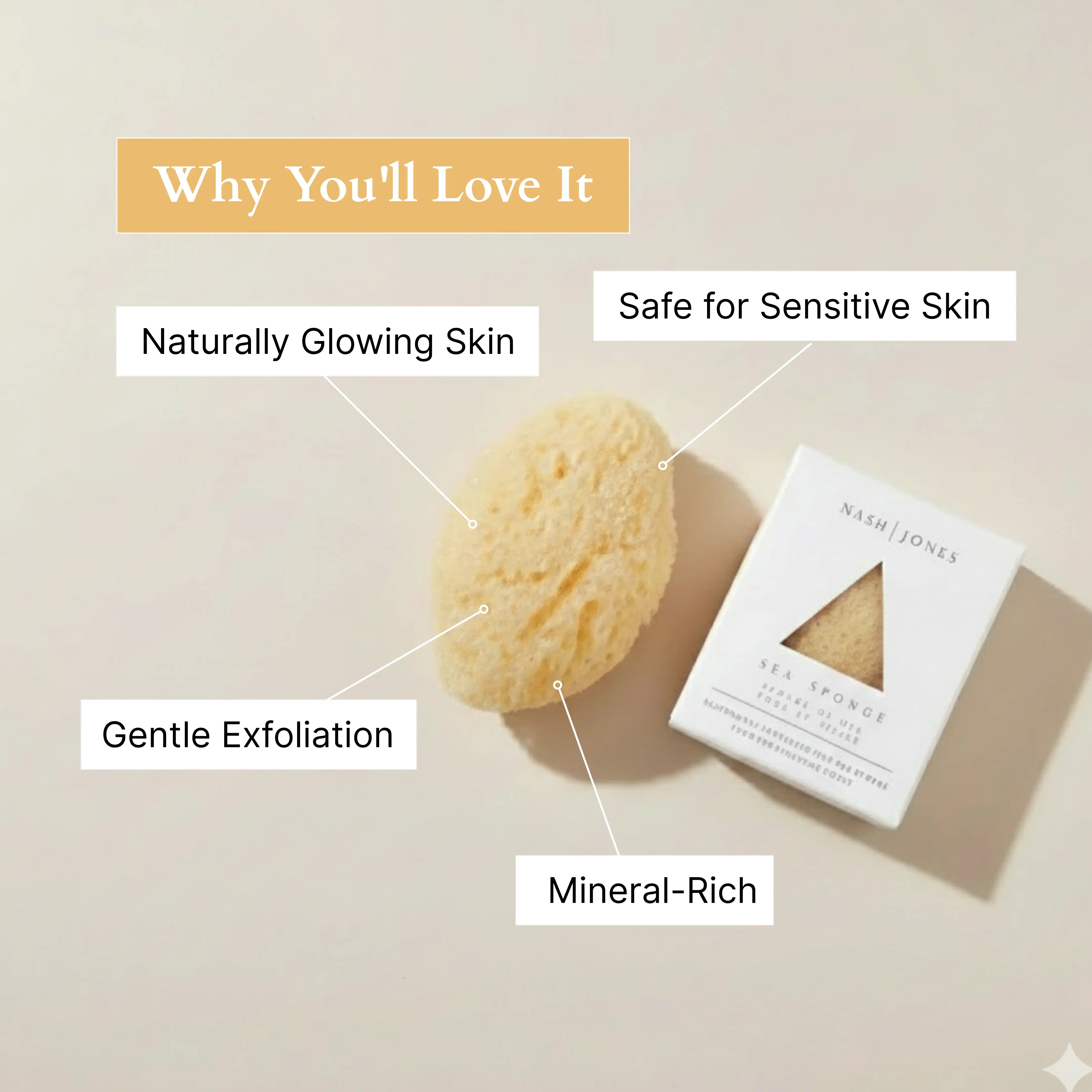 Lola James Natural Facial Sea Sponge for Gentle Exfoliation & Deep Cleansing