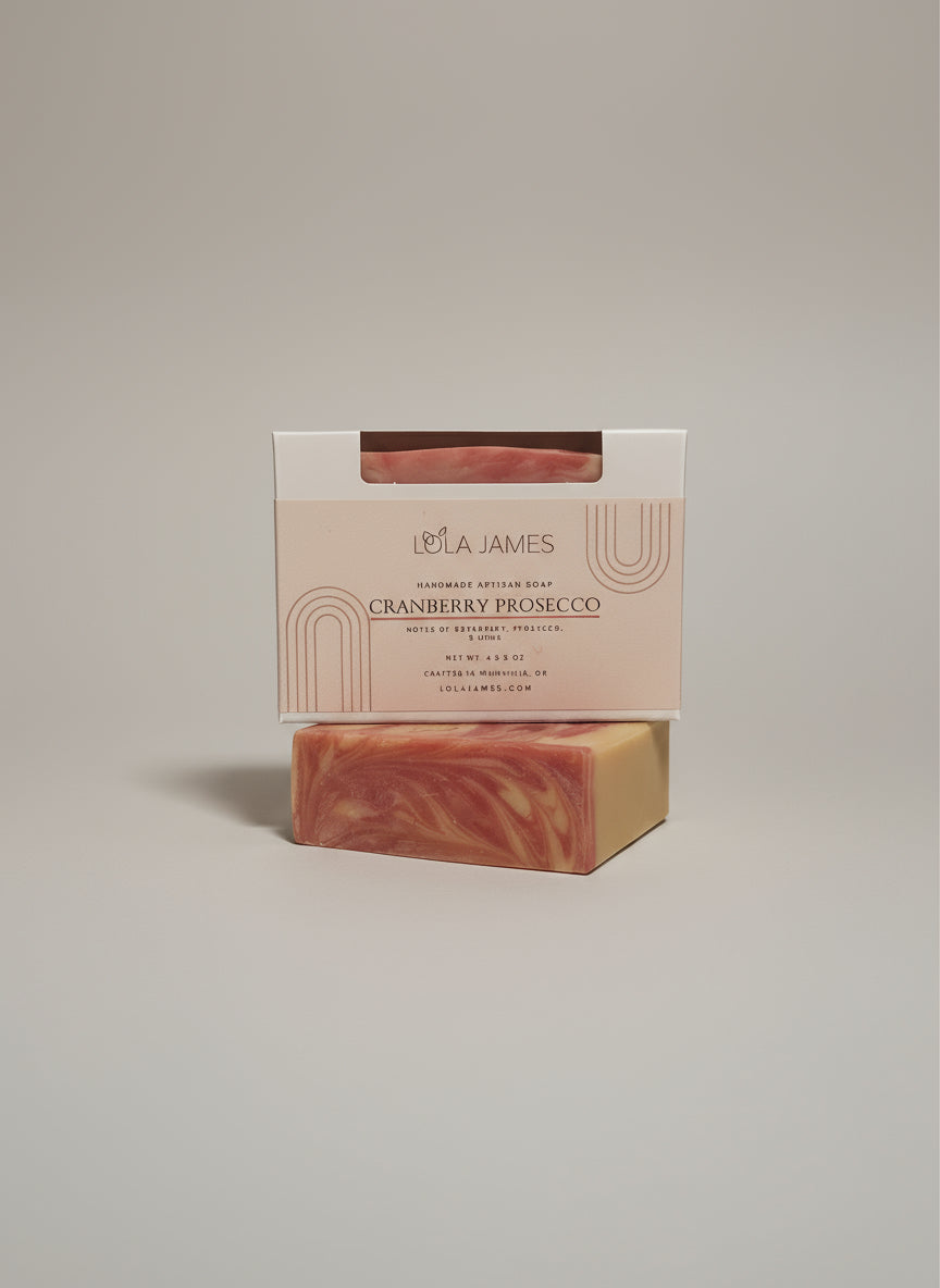 Bar of soap with packaging labeled 'Lola James' on a white background